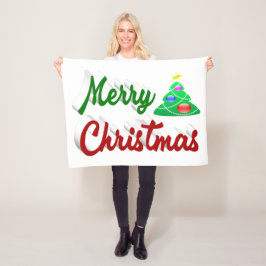 Cobertor De Velo Gráfico verde da Árvore Feliz de Natal