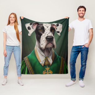Cobertor De Velo Grande Cão Dinamarquês vestido para o Dia de São P