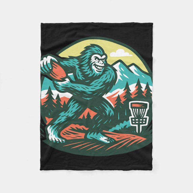 Cobertor De Velo Grande Disc Golfer Sasquatch Disc Golf Retro (Frente)