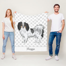 Cobertor De Velo Grande Imagem De Um Cão Phalène Tricolor Com Um No