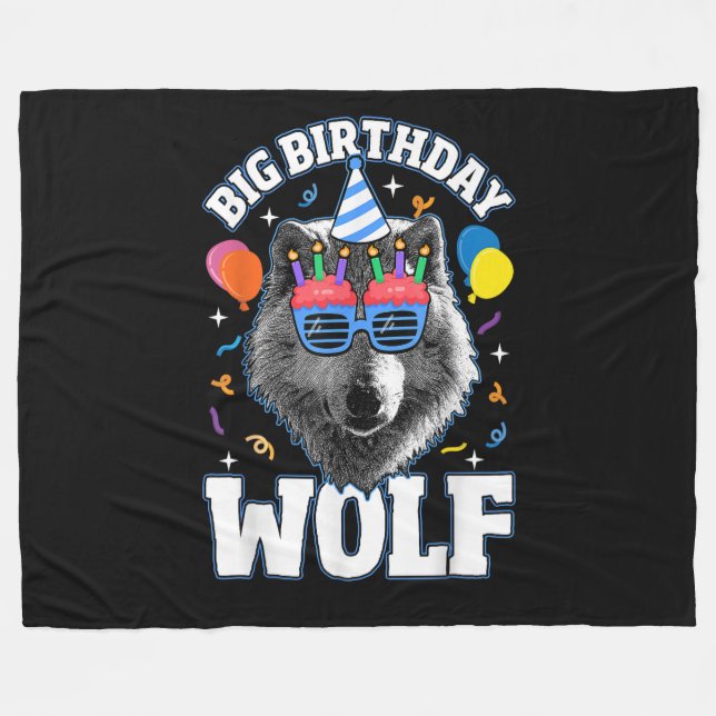 Cobertor De Velo Grande Lobo de Aniversário para Lobos (Frente (Horizontal))