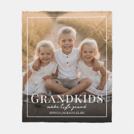 Cobertor De Velo Grandkids Make Life Grand Grandparent Gift Photo