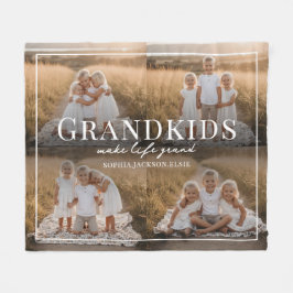 Cobertor De Velo Grandkids Make Life Grand Grandparent Gift Photo