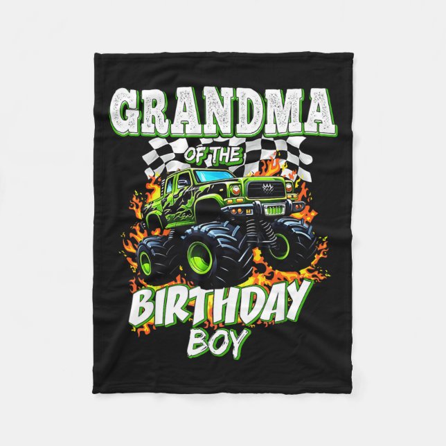 Cobertor De Velo Grandma Of The Birthday Boy Monster Truck Birthday (Frente)