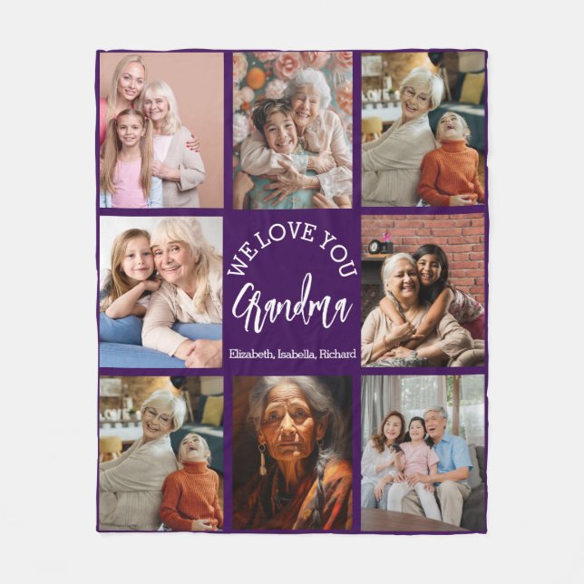 Cobertor De Velo Grandma Photo Custom Throw with Grandkids (Frente)