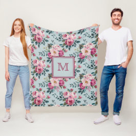 Cobertor De Velo Grandmillennial Rosa Poeirento Floral Monograma Pe