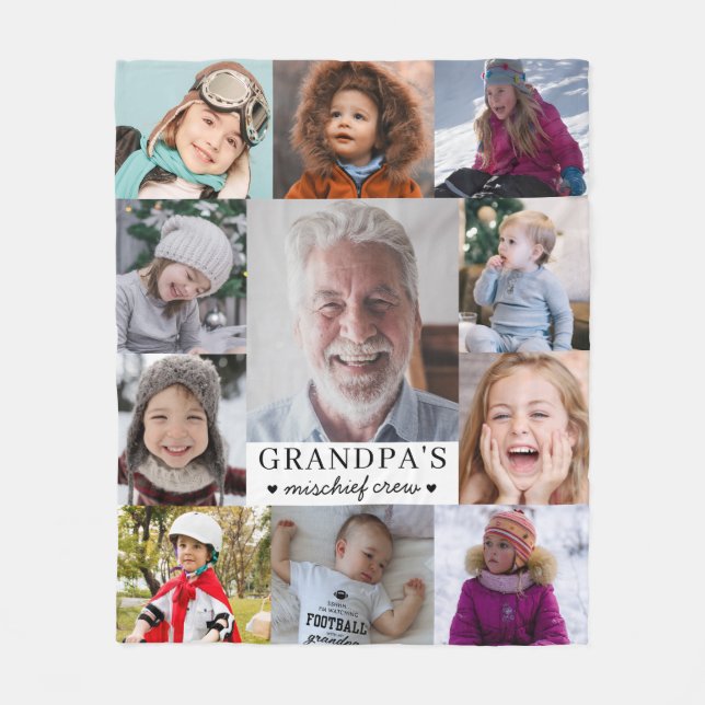 Cobertor De Velo Grandpa's Mischief Crew Photo Collage Keepsake (Frente)