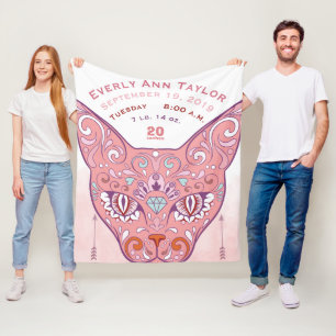 Cobertor De Velo Gravação de Estatísticas de Nascimento de Garota-G