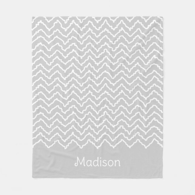 Cobertor De Velo Gray And White Squiggly Chevron Zigzag Pattern (Frente)