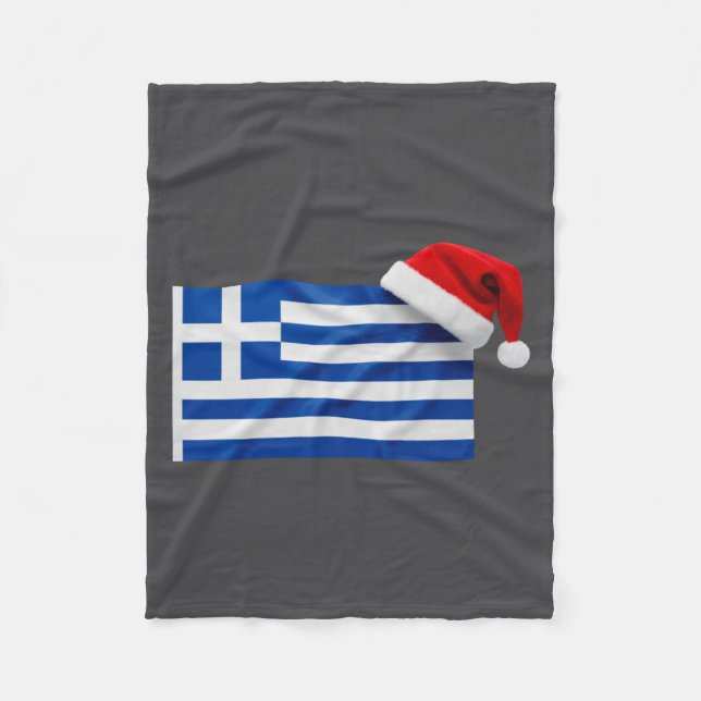 Cobertor De Velo Greek Flag Santa Hat Funny Greece Christmas Holida (Frente)