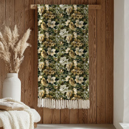 Cobertor De Velo Green Gold Blanket Pastel Botanical Cottage Vibe