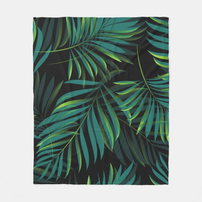 Cobertor De Velo Green tropical palm leaves. Seamless pattern graph (Frente)