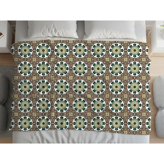 Cobertor De Velo Green, white and brown mandala  (Criador carregado)