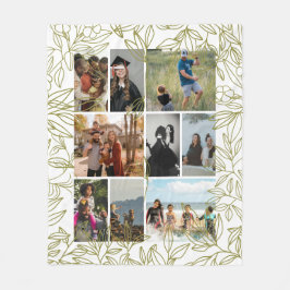 Cobertor De Velo Greenery 9 Photo Collage Personalized 
