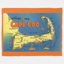 Cobertor De Velo Greetings From Cape Cod Map