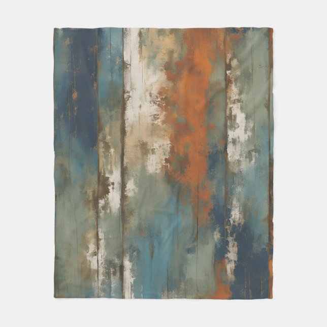 Cobertor De Velo Greve do Agricultor Rustic Teal Orange Beige (Frente)