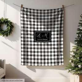 Cobertor De Velo Grey Hues Rustic Black White Plaid Blanket for Him