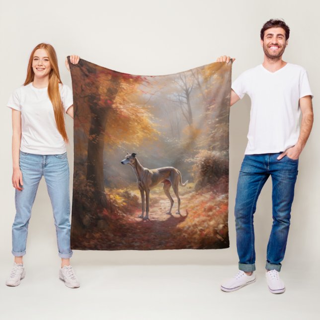 Cobertor De Velo Greyhound nas Folhas de Outono Caem Inspiração (In Situ)