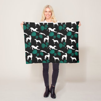 Cobertor De Velo Greyt Greyhound Silhouettes com Folhas de Monstera