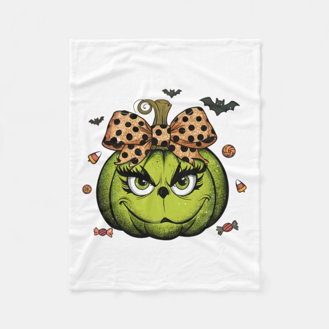 Cobertor De Velo Grinc Pumpkin Coquette Pumpkin Halloween Spooky Se (Frente)