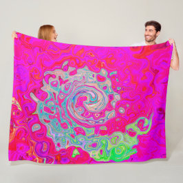 Cobertor De Velo Groovy Abstrato Teal Blue e Red Swirl