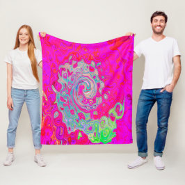 Cobertor De Velo Groovy Abstrato Teal Blue e Red Swirl