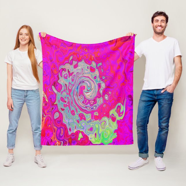 Cobertor De Velo Groovy Abstrato Teal Blue e Red Swirl (In Situ)