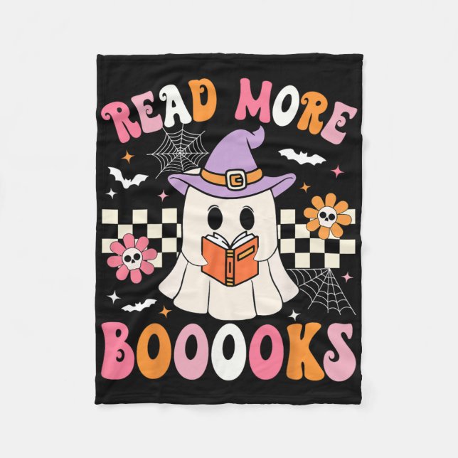 Cobertor De Velo Groovy Boooks Ghost Leia Mais Livros Engraçado Pro (Frente)