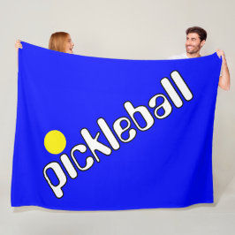 Cobertor De Velo Groovy Branco Amarelo PICKLEBALL Em Azul Brilhante