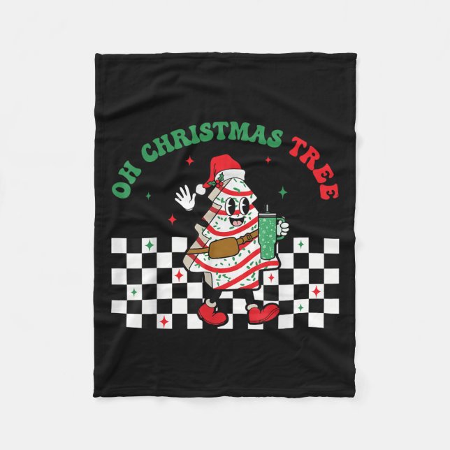 Cobertor De Velo Groovy Checkered Oh Christmas Tree Cakes For Cake  (Frente)