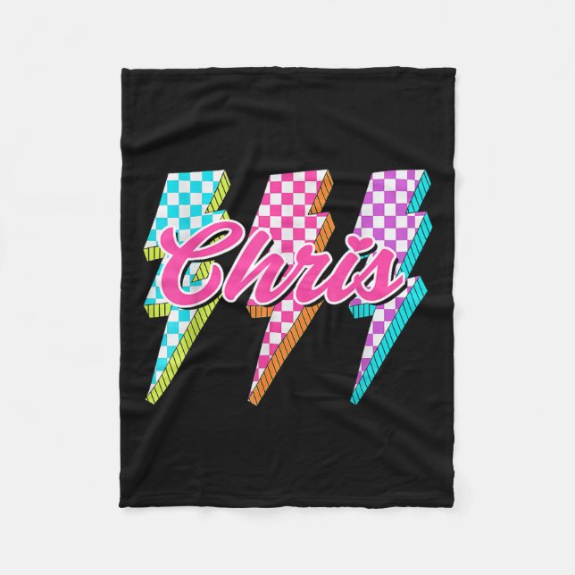 Cobertor De Velo Groovy Chris Lightning Bolt Checkered I Love Meme  (Frente)