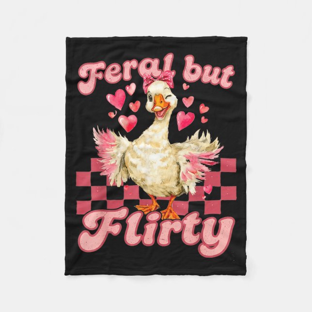 Cobertor De Velo Groovy Feral-but-flirty Silly Goose Valentine Duck (Frente)