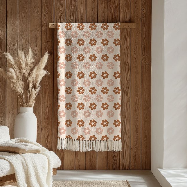 Cobertor De Velo Groovy Floral Blanket 70s Pastel Copper Vibes (Groovy Floral Blanket 70s Pastel Copper Vibes)