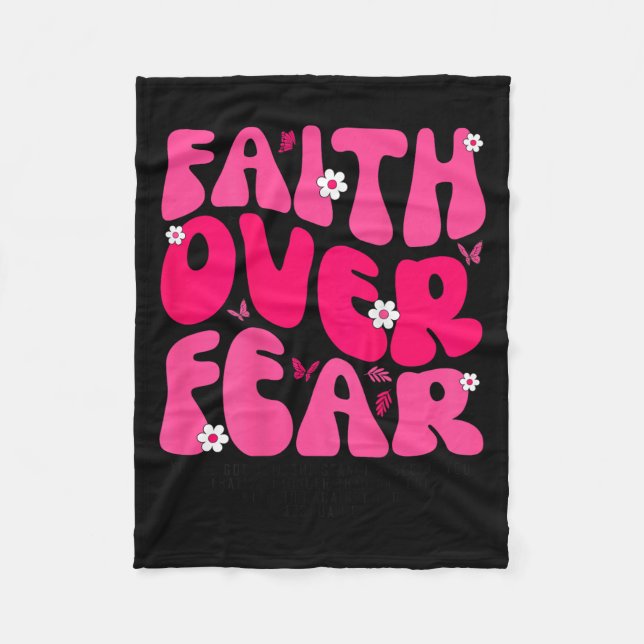 Cobertor De Velo Groovy Floral Faith Over Fear Religious God Christ (Frente)
