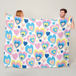 Cobertor De Velo Groovy moderno lindo corações rosa azul amarelo pa