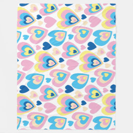 Cobertor De Velo Groovy moderno lindo corações rosa azul amarelo pa