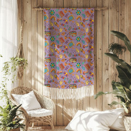 Cobertor De Velo Groovy Pastel Blanket 70s Colorful Cozy Accent