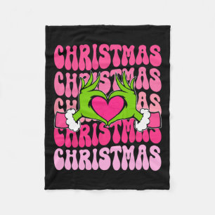 Cobertor De Velo Groovy Pink Christmas Xmas Heart Women Garls