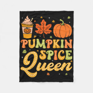 Cobertor De Velo Groovy Pumpkin Spice Queen Halloween Ação de Graça