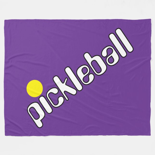 Cobertor De Velo Groovy White Yellow PICKLEBALL Em Roxo Real (Frente (Horizontal))