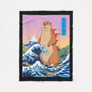 Cobertor De Velo Groundhogzilla Engraçado Japonês Grande Onda Anime