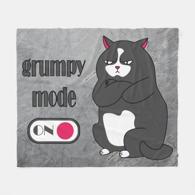 Cobertor De Velo Grumpy mode on funny fat cat (Frente (Horizontal))