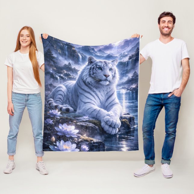 Cobertor De Velo Guardian White Tiger – Silent Strength and Gentle  (In Situ)