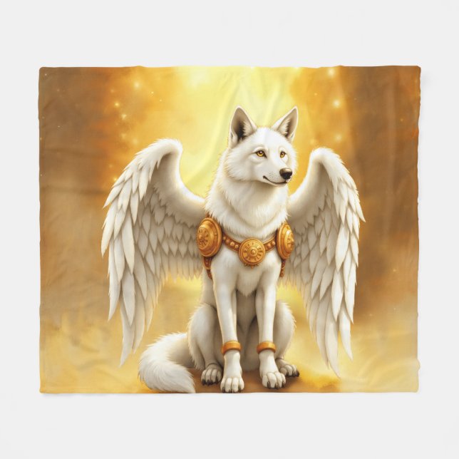 Cobertor De Velo Guardião da Aurora – O Lobo de Asa Branca.  (Frente (Horizontal))