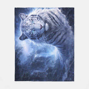 Cobertor De Velo Guardião do Tigre Branco ao Luar – Espírito da Fan