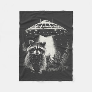 Cobertor De Velo Guaxinim Espacial Preto e Branco Divertido em OVNI