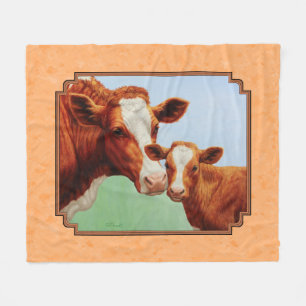 Cobertor De Velo Guernsey Calf e Madre Cow Peach