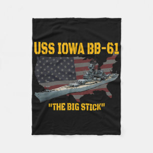 Cobertor De Velo Guerra Mundial Ii Warship Uss Iowa &amp; Ww2 Bb-61