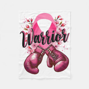 Cobertor De Velo Guerreiro Boxando Luvas Rosa Fita Fita Cancer Aw