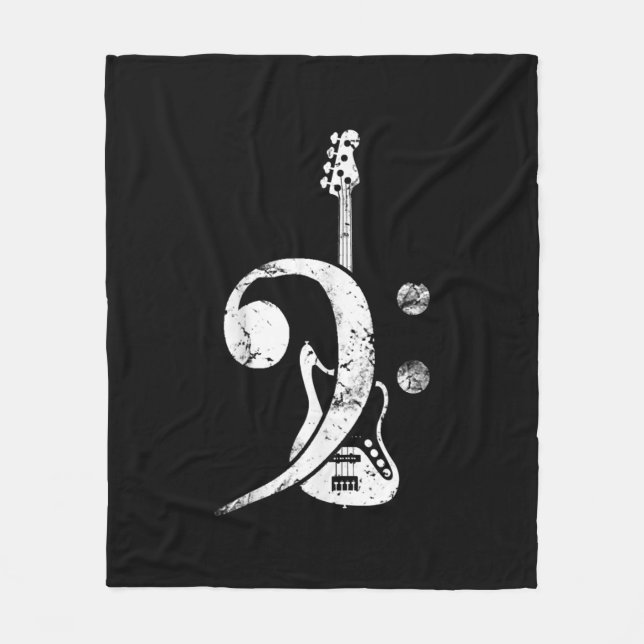 Cobertor De Velo Guitar Lover | Bass Clef Bass Guitar (Frente)